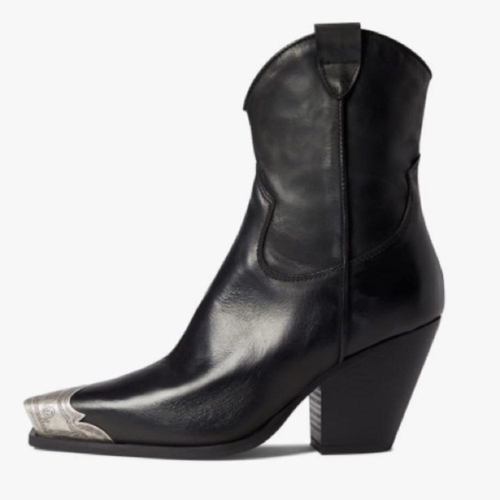 Free People Black Leather Boots with Silver Accent - Picture 3 of 16
